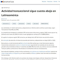 Actividad transaccional sigue cuesta abajo en Latinoamrica